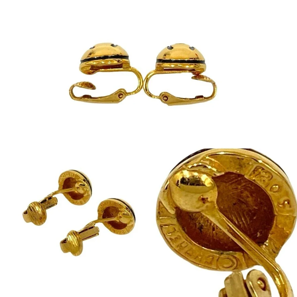 CHANEL Gold Logo Earrings